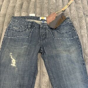 Antik Denim Distressed Blue Bootcut Jeans